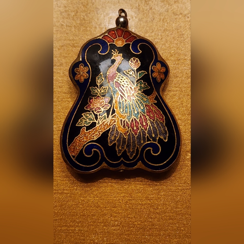 Elegant Peacock Pendant with Floral Design
